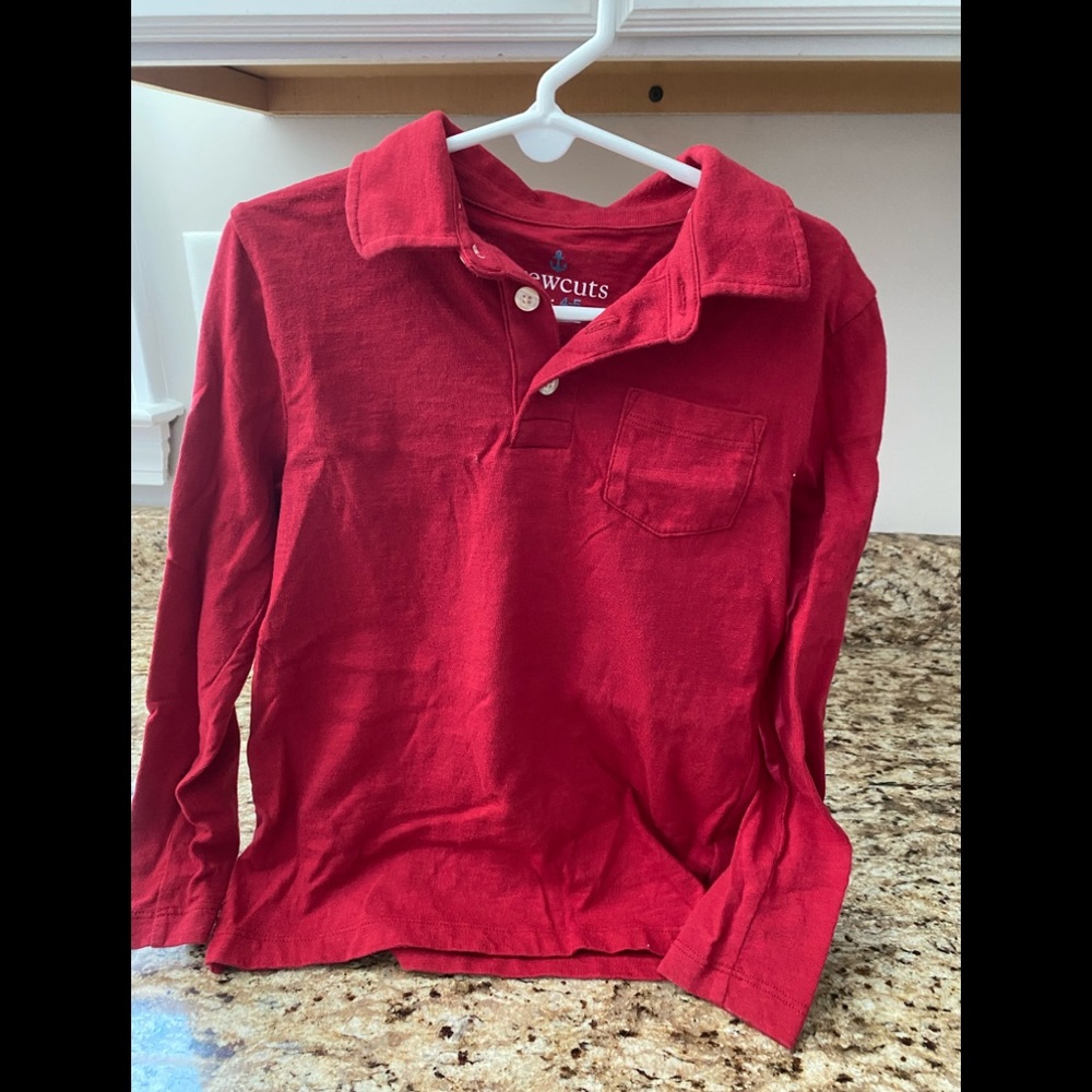 Boys jcrew/crewcuts long sleeve red polo